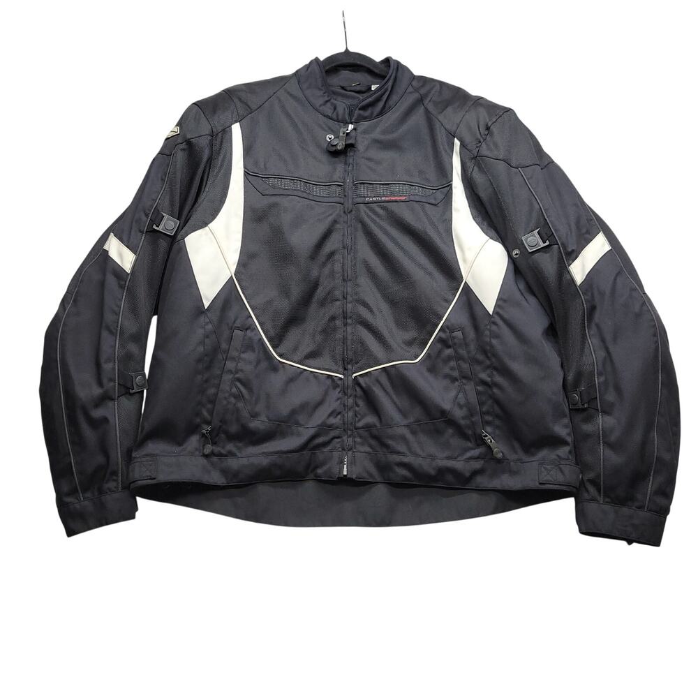Castle Streetwear Motorcycle Riding Jacket Mens 2XL Black Armored Textile